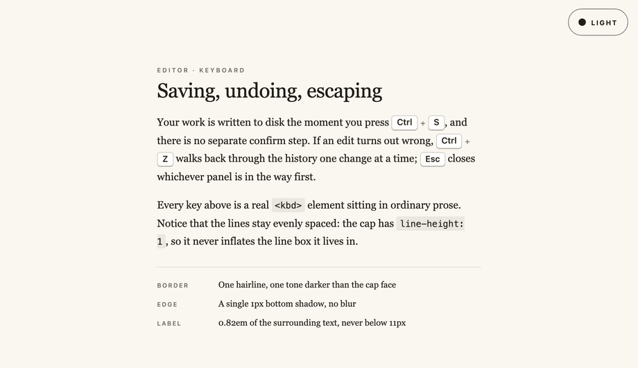 Inline HTML Kbd Tag Basic Styling — preview