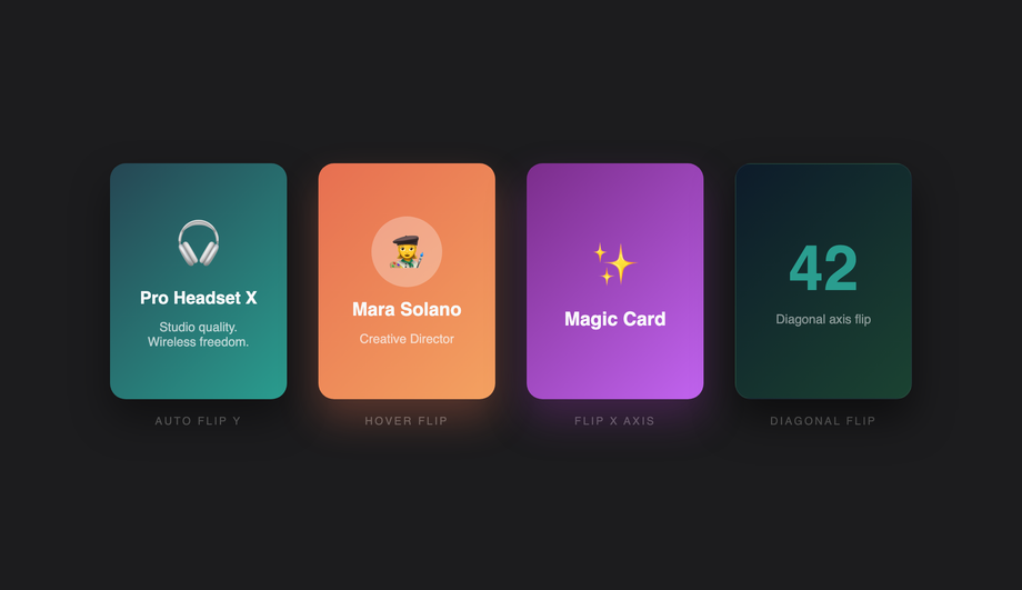 CSS 3D Flip Card Animation — preview