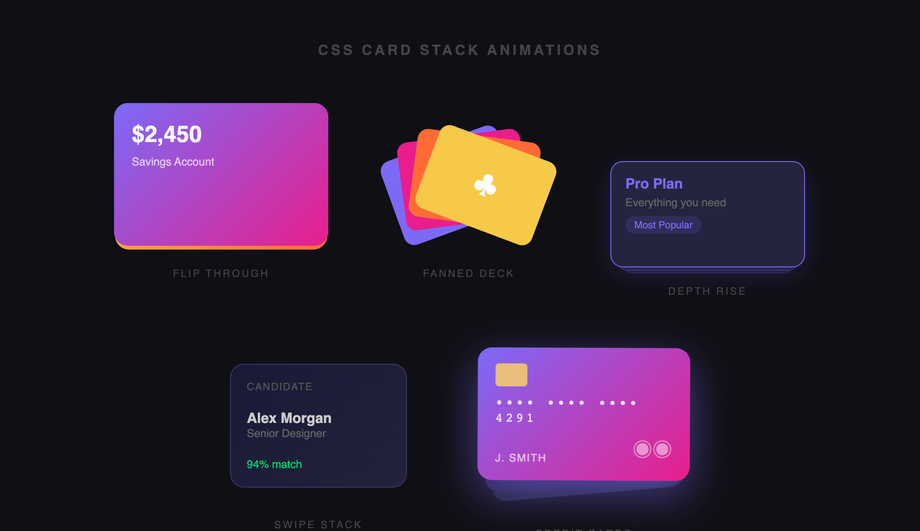 CSS Card Stack Animation — preview