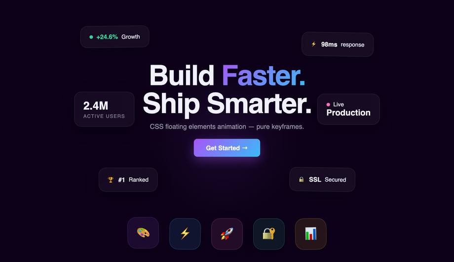 CSS Floating Elements Animation — preview