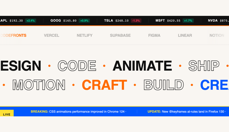 CSS Infinite Scroll Ticker Animation — preview