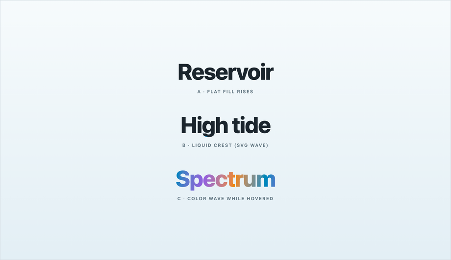 CSS Text Fill & Color Wave Hover Effect — preview
