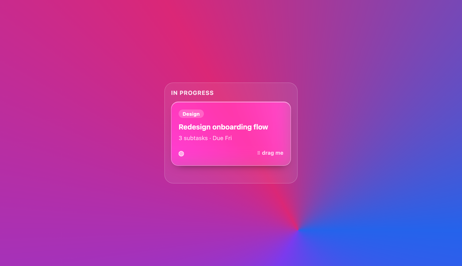 Draggable Glass Kanban Card — preview