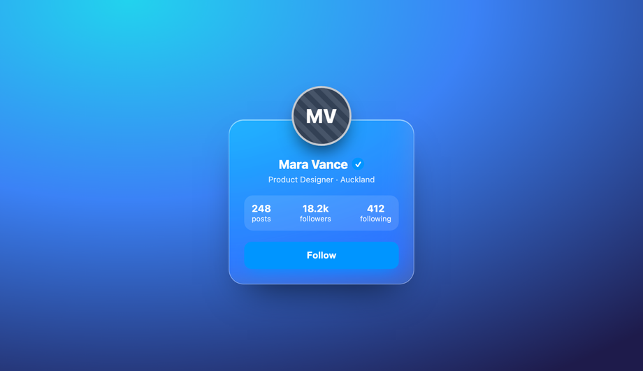 Layered Glass Profile Card — preview