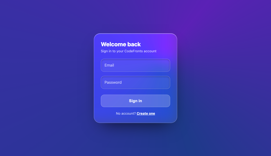 Secure Glass Login Form Card — preview
