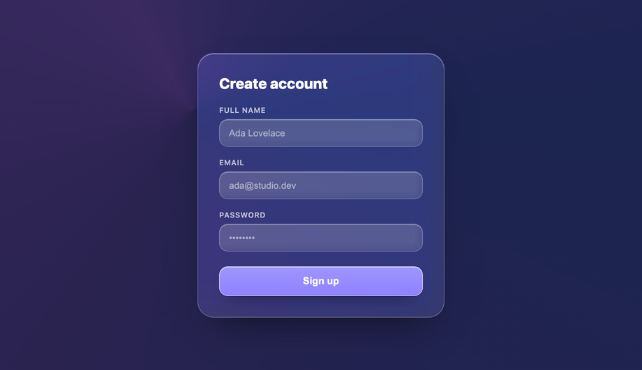 Liquid Glass Input Form Fields — preview