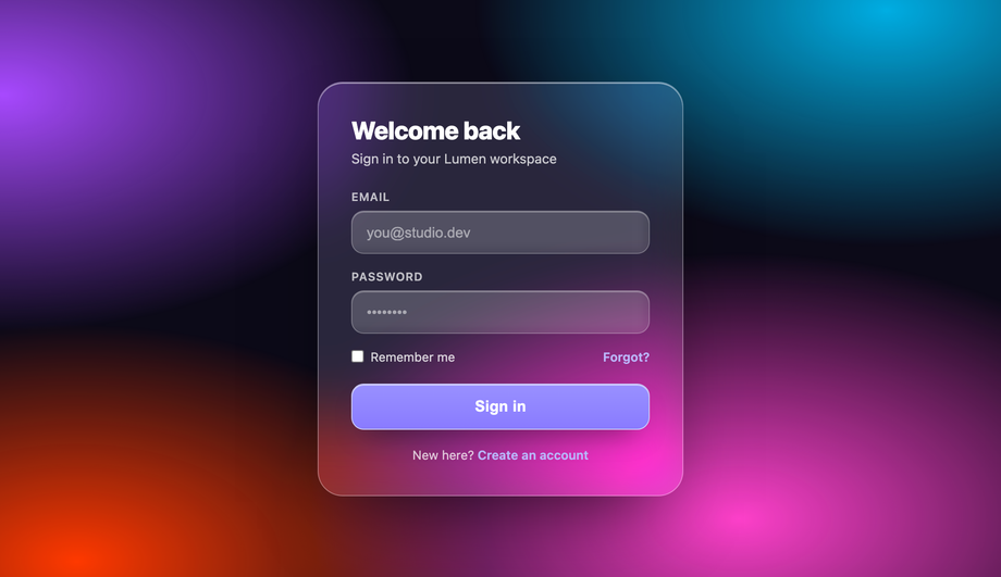 Liquid Glass Login Card — preview
