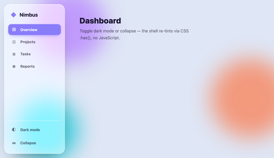 Liquid Glass Sidebar Navigation — preview