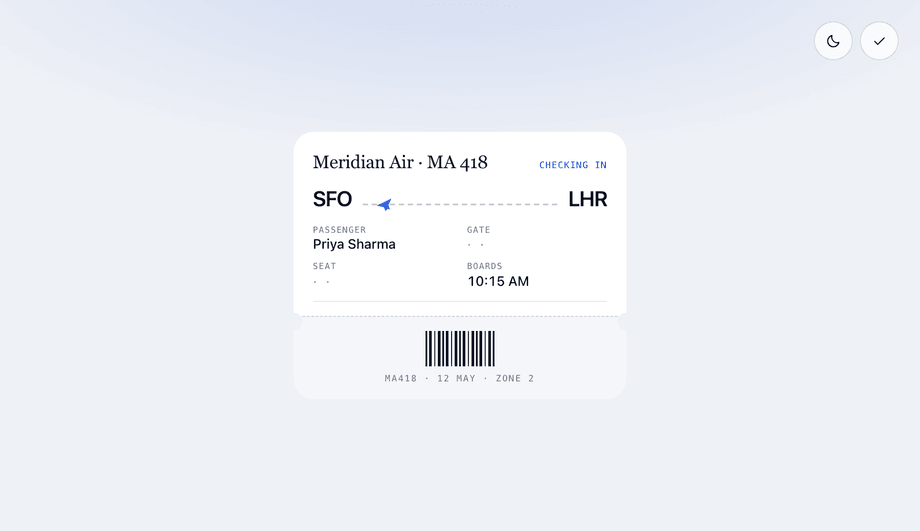 Boarding Pass Flight Check-In Loading Animation — preview