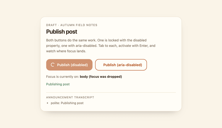 Accessible Loading Button with ARIA Live — preview