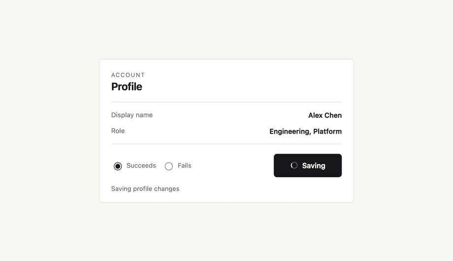 Button with Inline Spinner Swap — preview