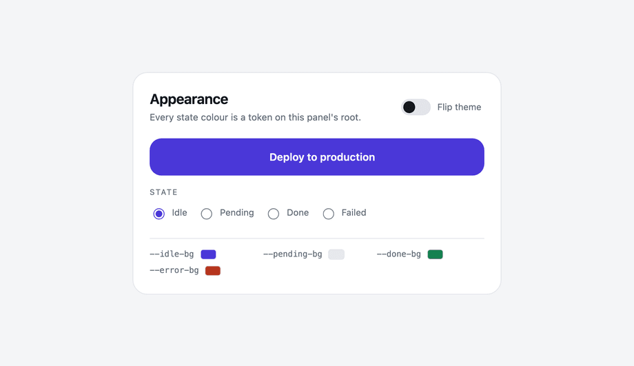 Dark Mode Tokenized Loading Button — preview