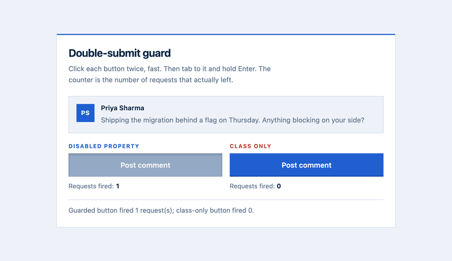 Disabled Pending State Button — preview