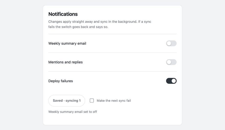 Optimistic UI Save Changes Button — preview