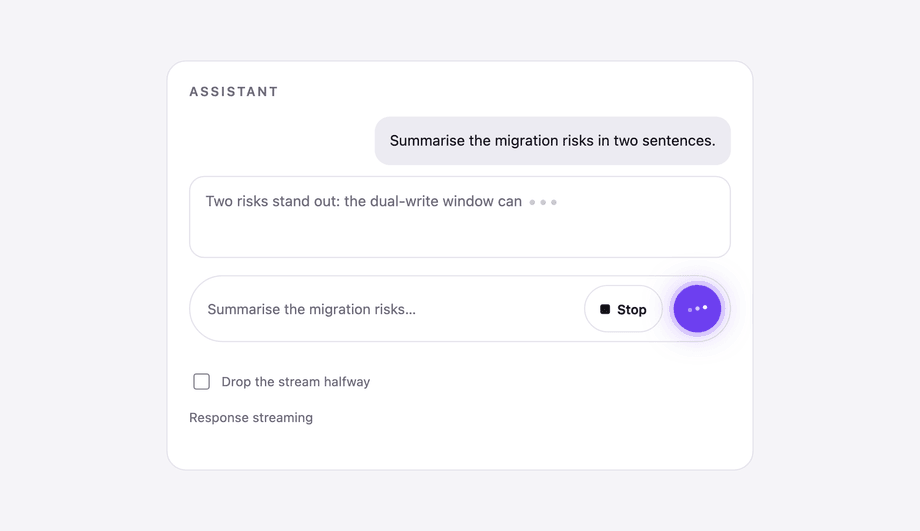 Streaming Response Typing Button — preview