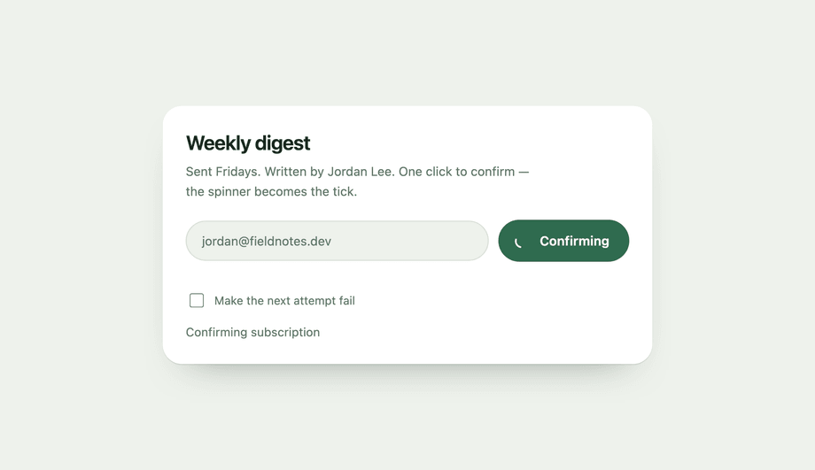 Success Checkmark Morph Button — preview
