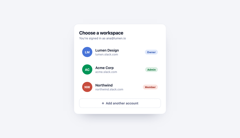 Multi-Tenant Account Switcher — preview