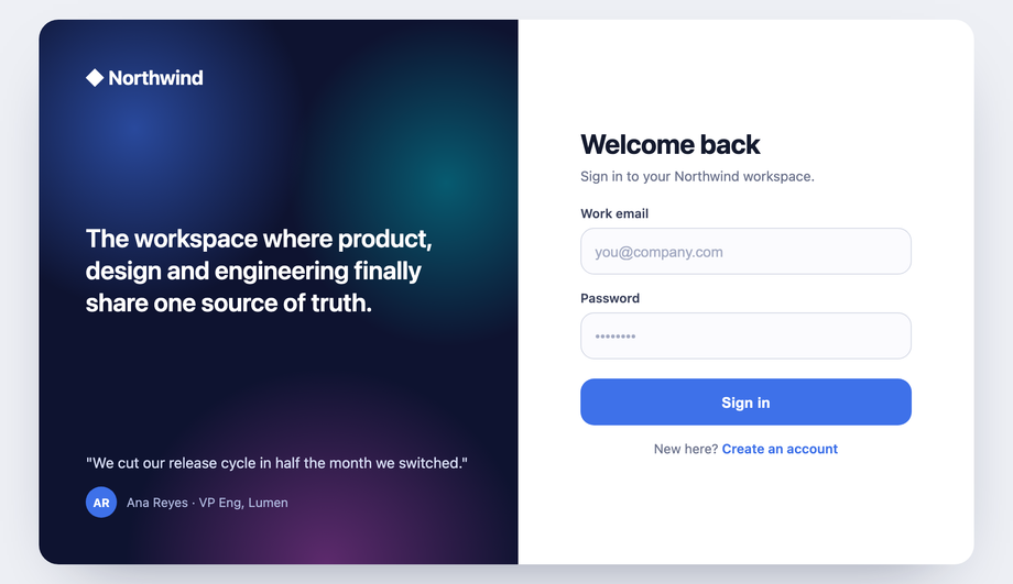 Split-Screen Brand Hero — preview