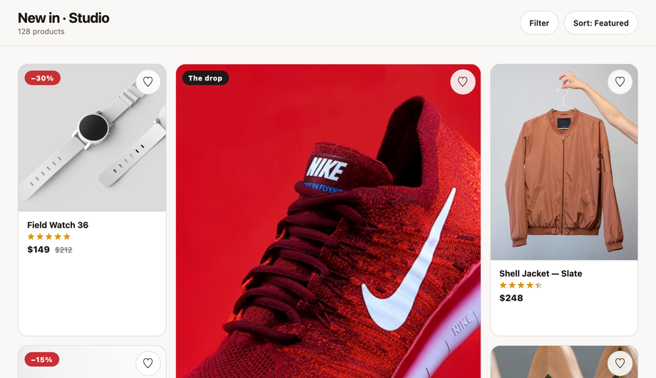 CSS Masonry Ecommerce Product Listing Grid — preview