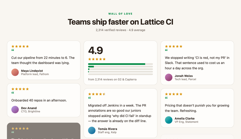 CSS Masonry Testimonial Wall Review Cards — preview