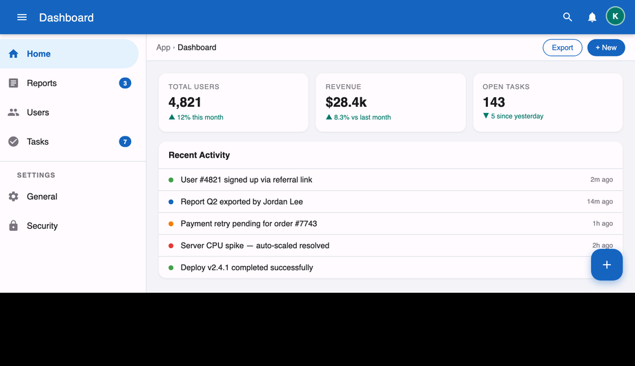 Material Design App Shell Layout CSS — preview