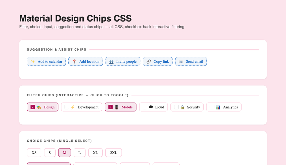 Material Design Chip CSS — preview