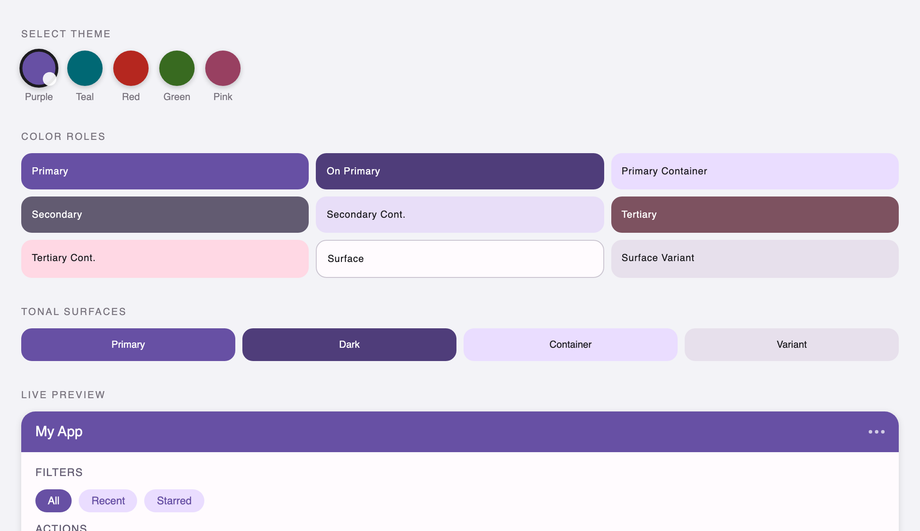 Material Design Color Palette CSS — preview