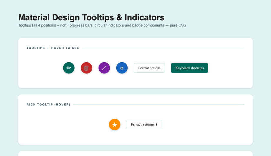 Material Design Tooltip CSS — preview