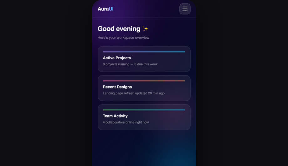 Glass Morphism Nav Drawer — preview