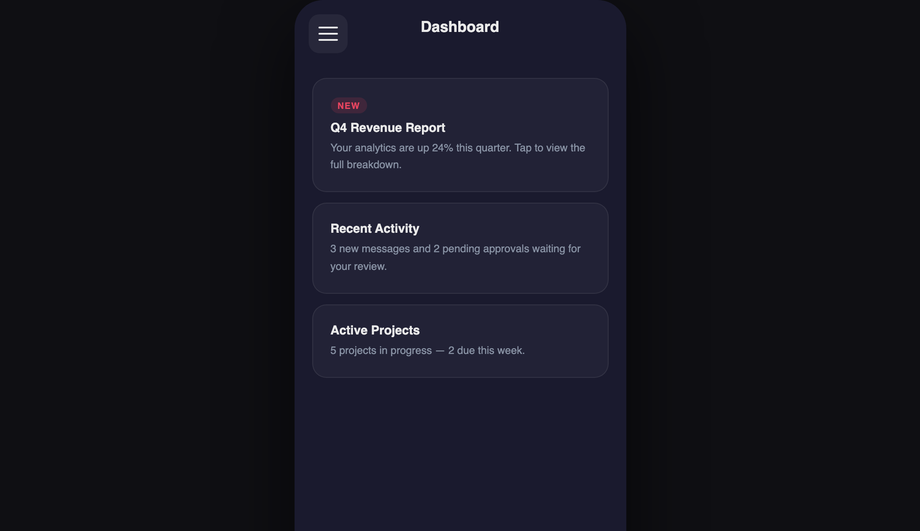 Hamburger Slide-Out Drawer — preview