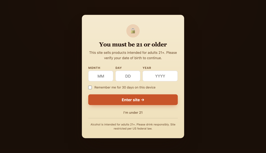 Age Verification Modal — preview