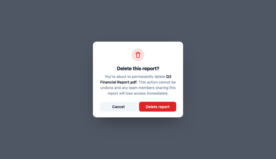 Confirm Delete Modal — preview