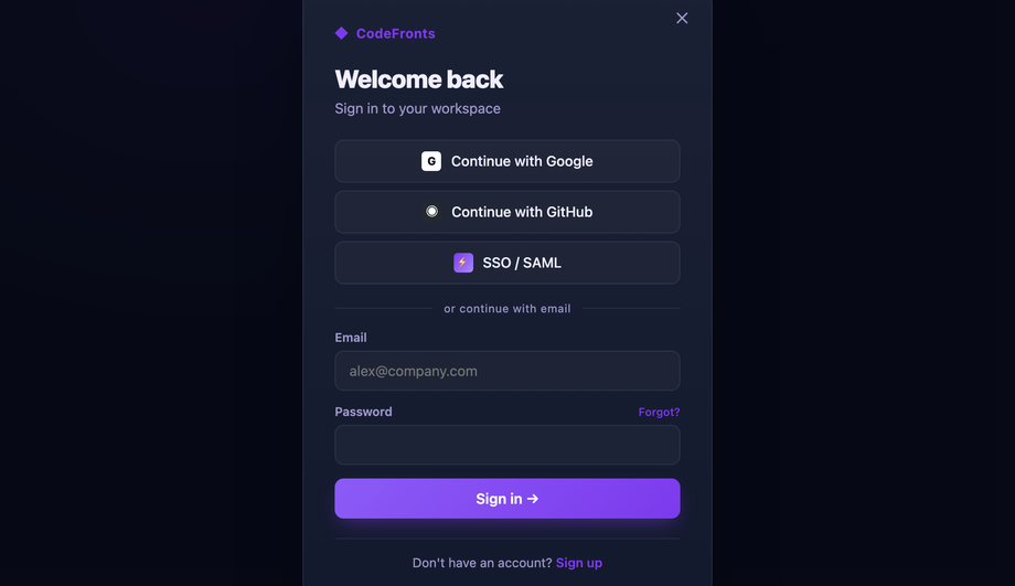 CSS Login Signin Modal — preview