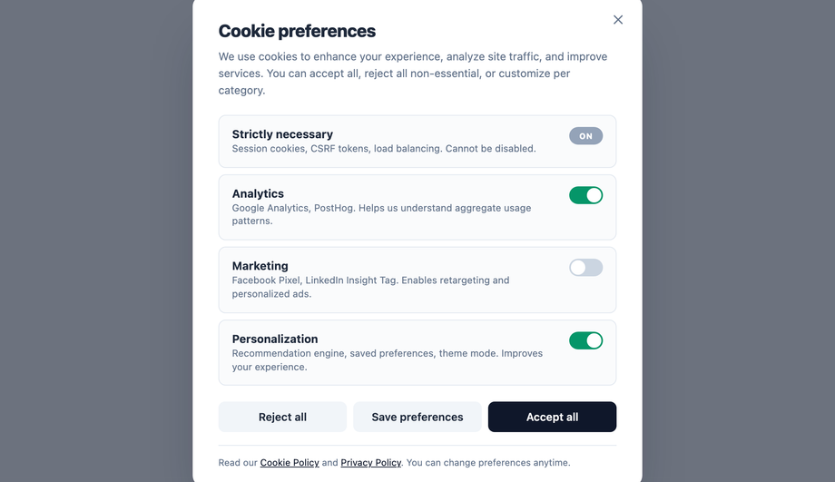 GDPR Cookie Preferences Modal — preview