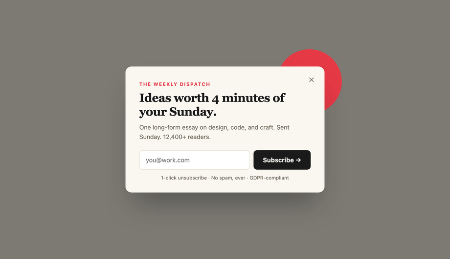 Newsletter Signup Modal — preview