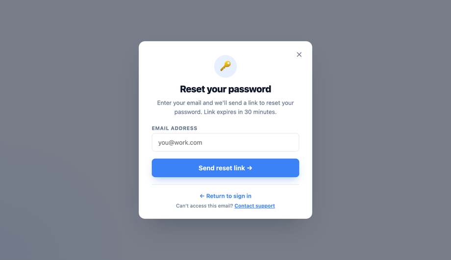 Password Reset Modal — preview