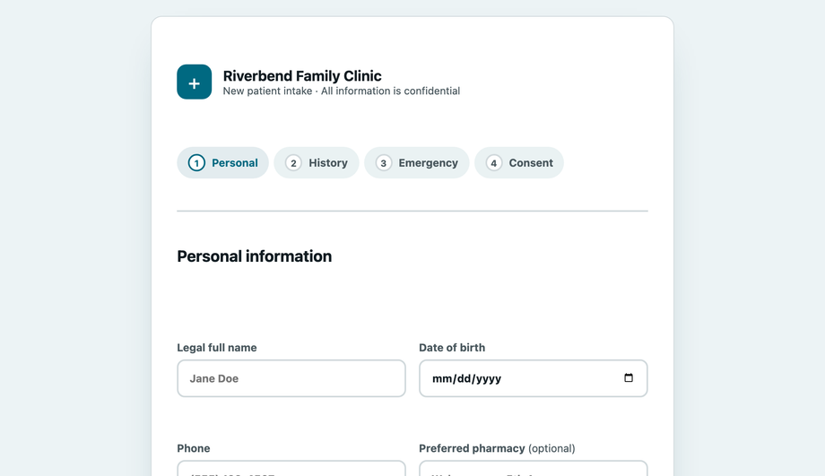 Healthcare & Medical Intake Form — preview