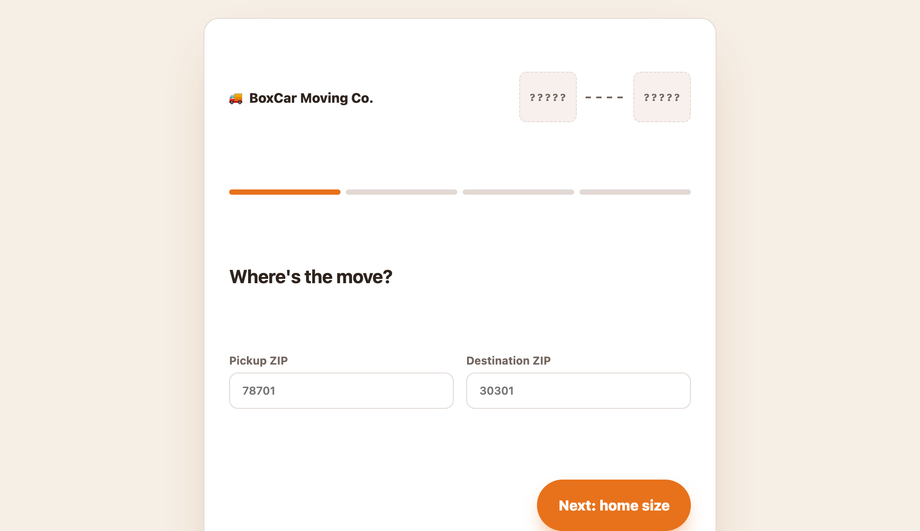 Moving & Storage Instant Quote — preview