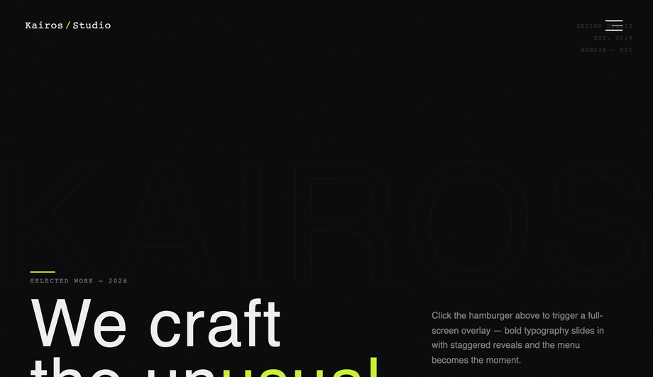Full Screen Overlay CSS Menu — preview