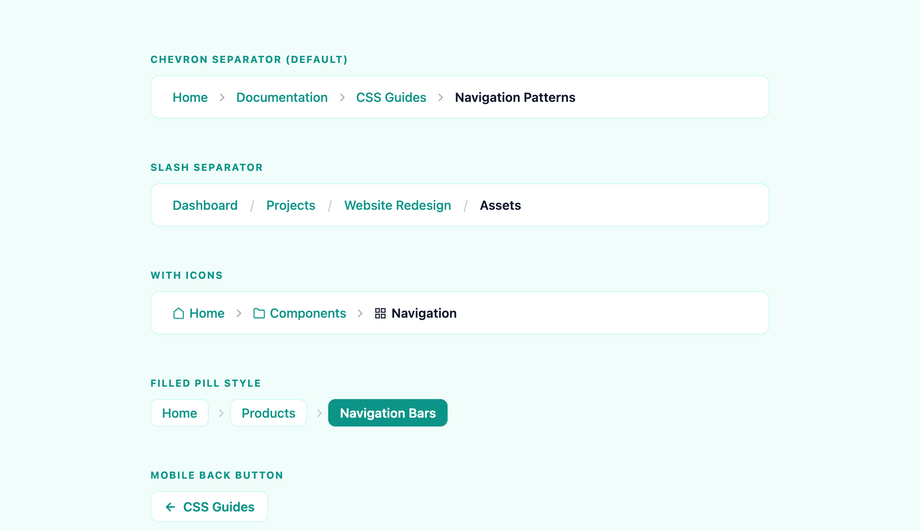 CSS Breadcrumb Navigation — preview