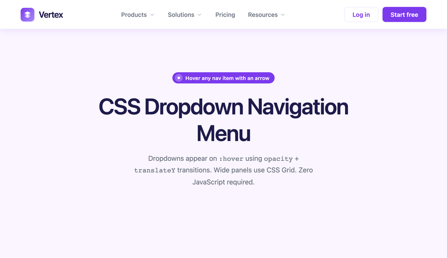 CSS Dropdown Navigation Menu — preview
