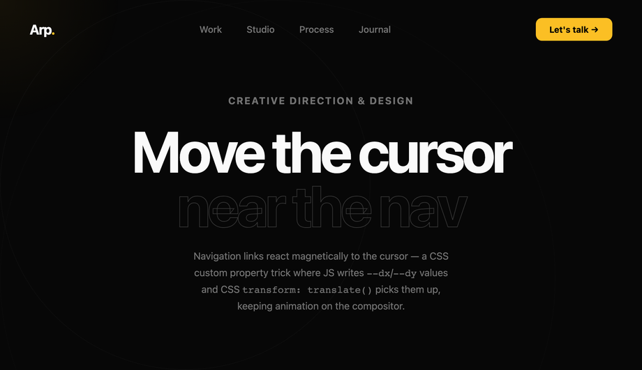 CSS Navigation with Magnetic Hover Effect — preview