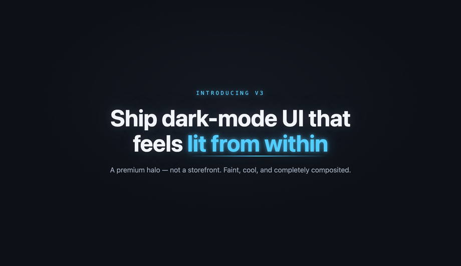 Minimalist Dark-Mode Header Glow — preview
