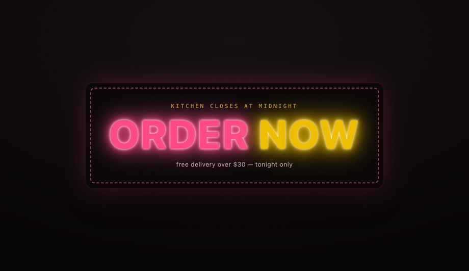 Neon Flashing "Order Now" Sign Text — preview