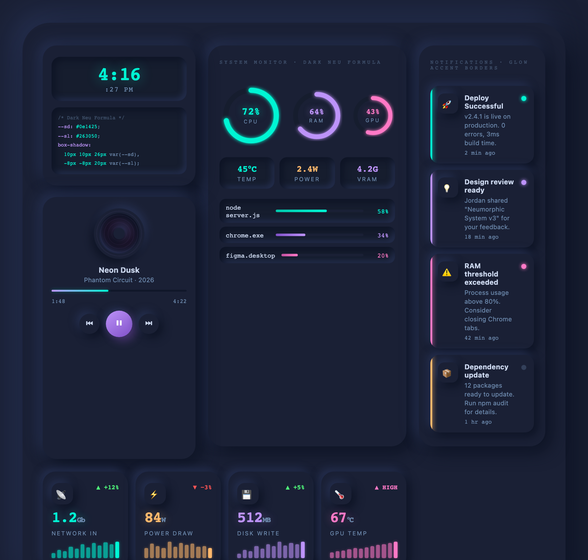 Dark Mode Neumorphism — preview