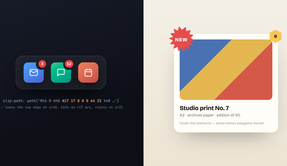 CSS Notification Badge Clip Path — preview