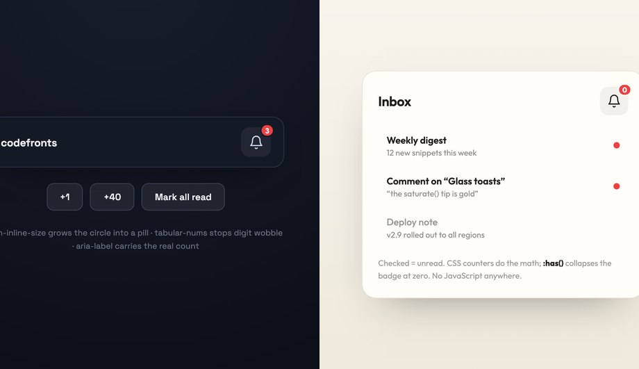 CSS Notification Badge With Count on Icon — preview