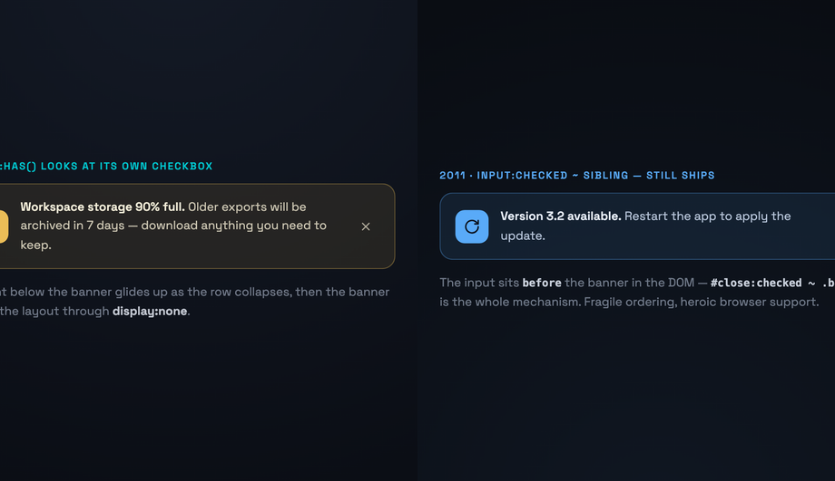 CSS Notification Banner With Close Button — preview