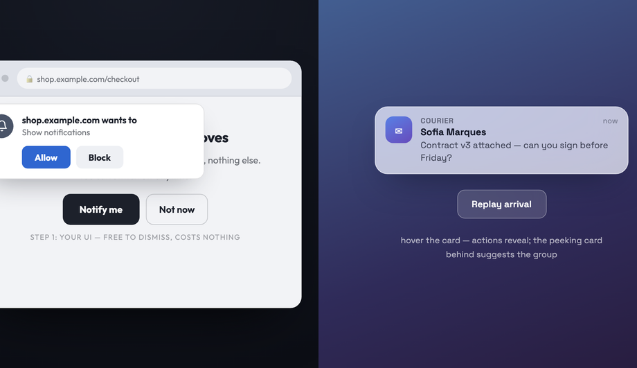 CSS Push Notification Browser Style Popup — preview