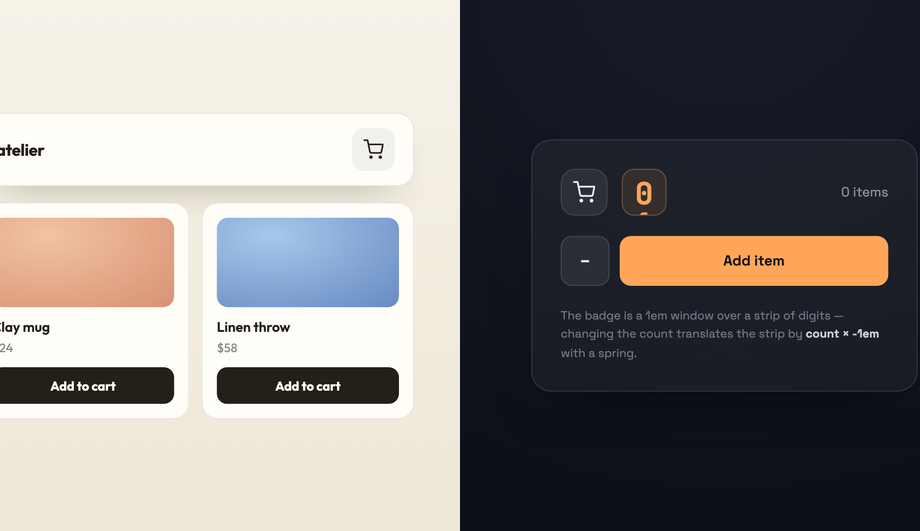 CSS Shopping Cart Item Count Badge — preview